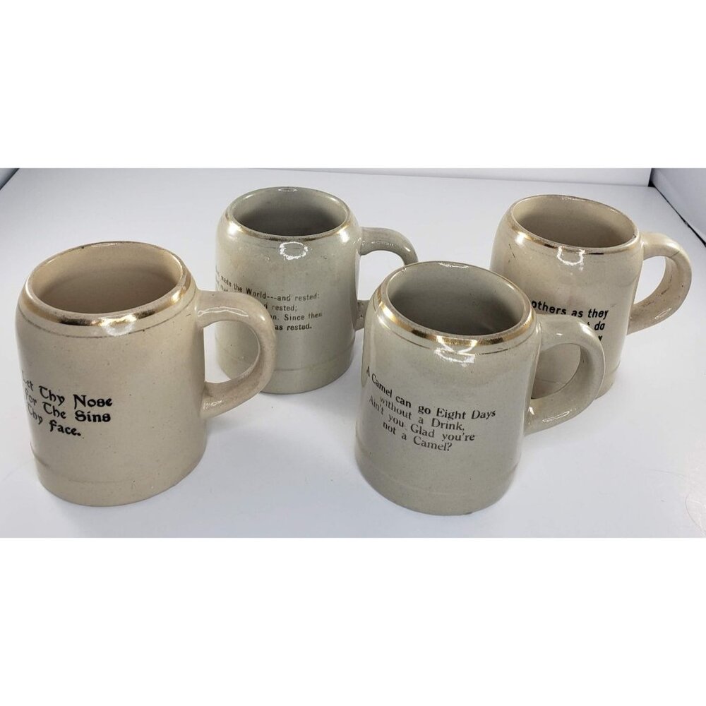 Vintage Religious Coffee Mug Beer Stein Cups Set of 4 Pottery